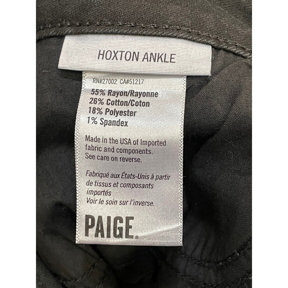 Paige Hoxton Ankle Black Fog Luxe Coating Coated Skinny Jeans Womens 32 Made USA - Picture 3 of 13